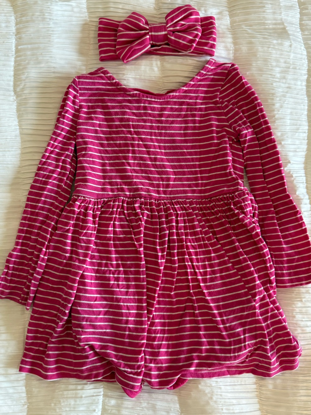 🎀Little Sleepies Pink Striped Dress & Bow🎀